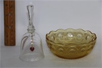 Amber Bowl and Glass Bell