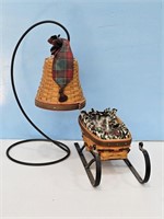 Longaberger Sleigh and belle basket with wrought