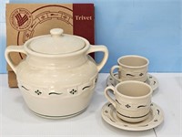 Longaberger Pottery- cookie jar/ trivet /coffee