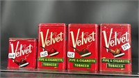 4 Antique Velvet Leaf Tobacco Tins