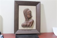 A Framed 3 Dimensional African Wooden Bust