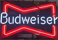 Neon Budweiser “Bowtie” beer advertisement