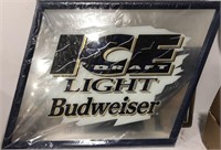 Budweiser Ice Light “Draft” framed mirror beer