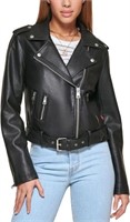 $125-Levi's Women's LG Faux Leather Belted Jacket,