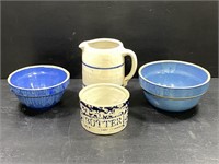 Vintage Stoneware Bowls & Pitcher