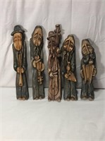 5 Wooden Carved Figures