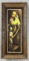 Midcentury Original Oil Painting Mother and Child