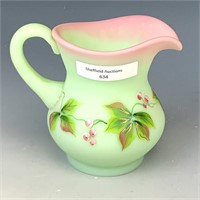 Fenton Lotus Mist Decorated & Signed Pitcher