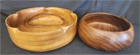 2 wooden bowls