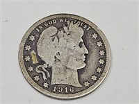 1916 Silver Barber Silver Quarter Coin