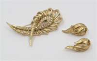 VINTAGE BOUCHER EARRINGS & MARBOUX BROOCH