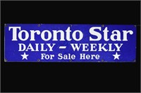 Toronto Star SS Porcelain Sign 8"X28"