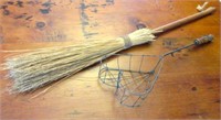 Antique Broom & Wire Heart Shaped Scoop