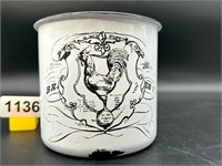 B&W enamelware canister with rooster