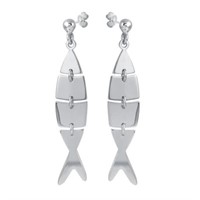 Sterling Silver- Dangling Fish Earrings