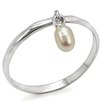 Unique Sterling Silver Hanging Oval Pearl Ring
