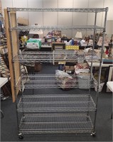 6-Tier Rolling Metal Shelves w/Utility Rack