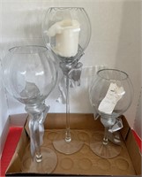 3 pc glass candle holders