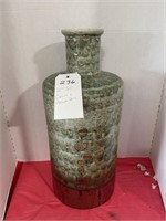 21" Tall green & brown vase
