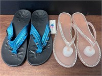 2 brand new pairs of flip flops