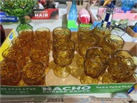COLL OF MOON AND STARS AMBER GLASS GOBLETS