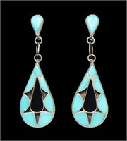 Sterling silver bezel set turquoise post earrings
