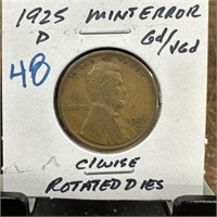 1925-D WHEAT PENNY CENT W ROTATED DIES