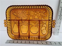 Vintage Gold Glass Veggie Serving Dish