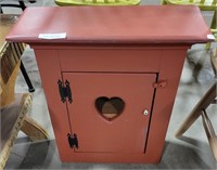 RED-PAINTED WOOD WALL-HANGING CABINET