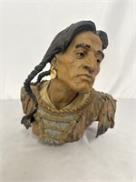 VINTAGE CHALKWARE NATIVE AMERICAN CHIEF BUST