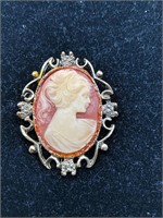 Vintage Signed Cameo Brooch Pendant, 
Can't Make