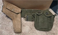WW2 Military Belt, Holster, & Canteen Cup Cover