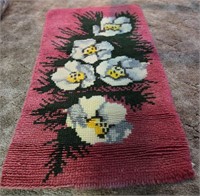 Vintage Floral hand hooked rug