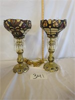 2 Tiffany Style Lamps w/ Prisms