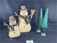 Wood Snowmen & Trees