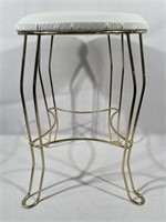 Vintage Stool with Brass Legs 18in T x 12.5in W