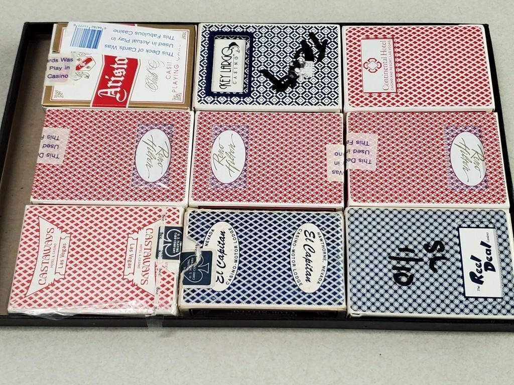 9 Decks of Casino Cards in Display Case