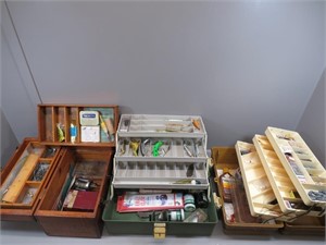 3 Vintage tackle boxes and contents – assorted