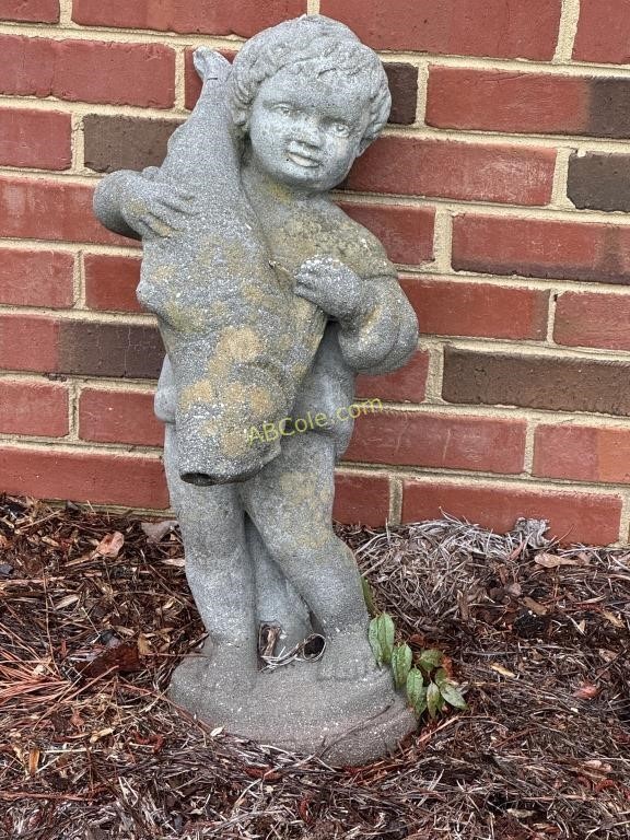 Cement Figural with Fish for Flower Garden