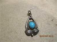 Silver ? Unmarked Indian Turquiose Pendant