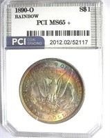 1890-O Morgan MS65+ Rainbow LISTS $2000