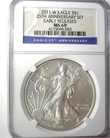 2011-W Silver Eagle NGC MS69 Early Releases