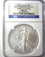 2011 Silver Eagle NGC MS69 Early Releases