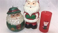3 Vintage Santa candles