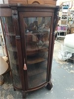 Oak Bow glass china cabinet 1 side glass is