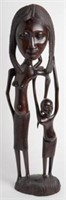 African Solid Wood Carved Mother & Son Sculpture.