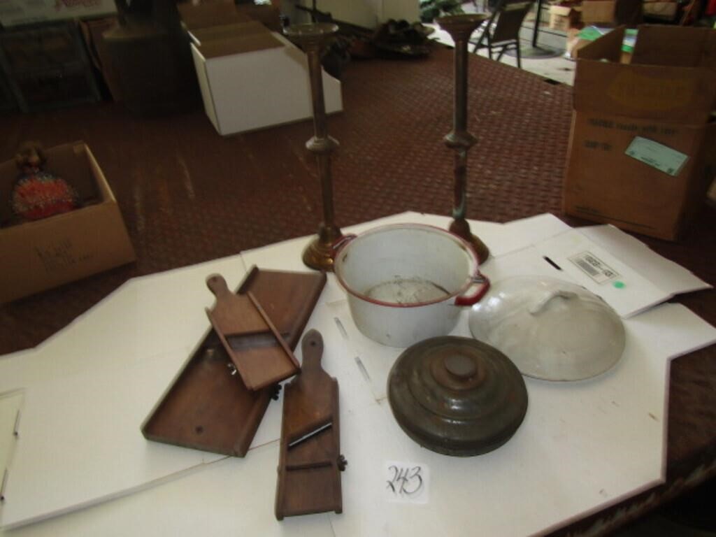KRAUT KUTTERS, CANDLE HOLDERS, STONE LID, MORE