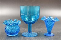 COLLECTION OF FENTON HOBNAIL GLASS AND GOBLET