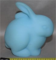 Vtg Fenton Blue Satin Glass Bunny Rabbit Figure