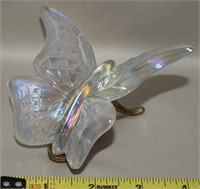Fenton Iridized Art Glass Butterfly Figure w/Brass